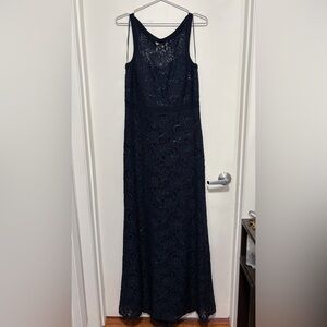 Night Way Collections Navy Lace Maxi Dress